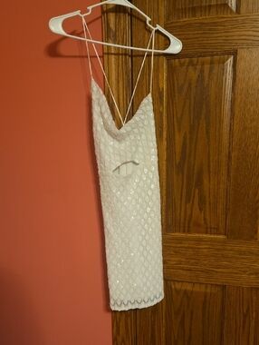 White Sequin Homecoming Dress